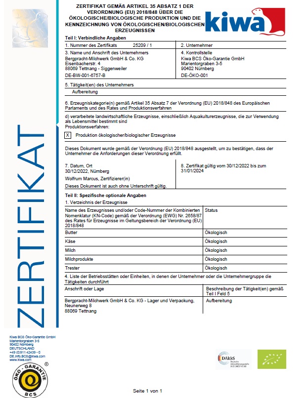 EU Bio Zertifikat deutsch 2024
